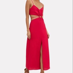 5TH & MODE Linen O-ring Cut Out Dress In Red